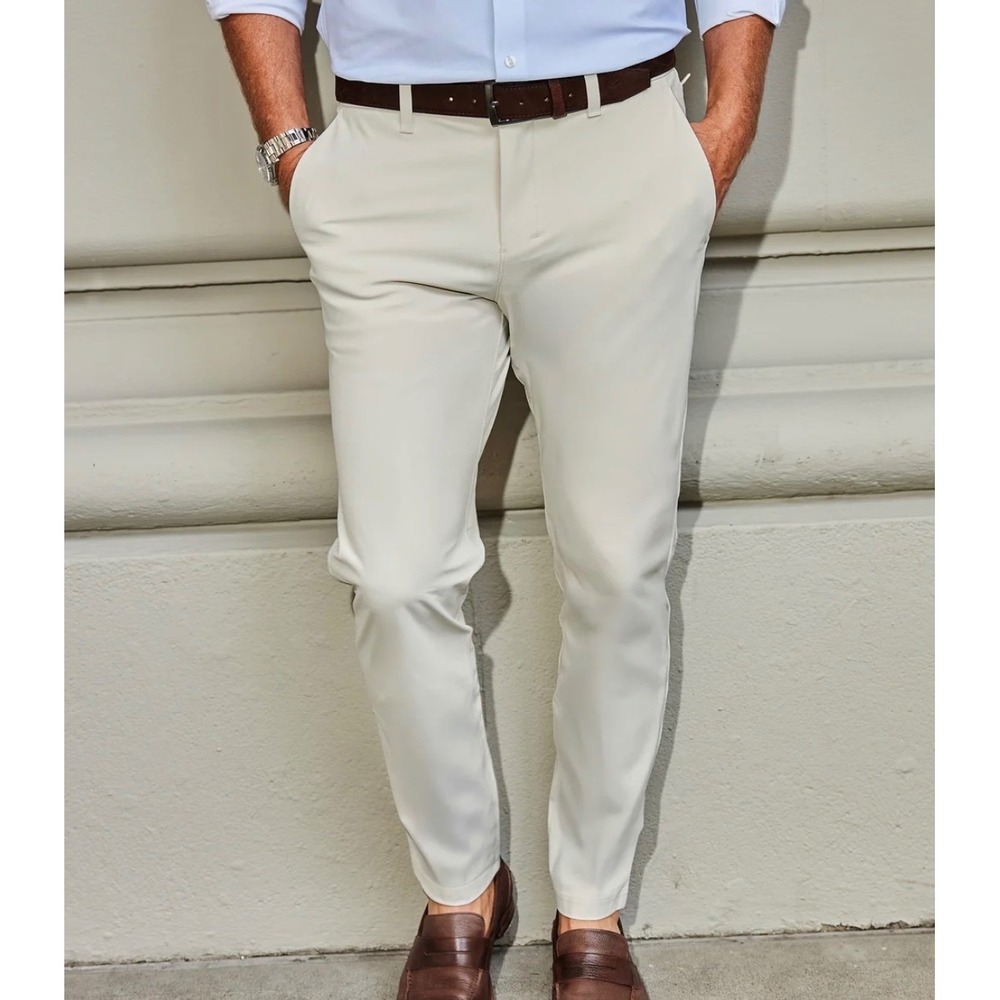 Collars & Co Mens Size 30x30 Apex Tech Pant Ivory Tailored Stretch Chino New